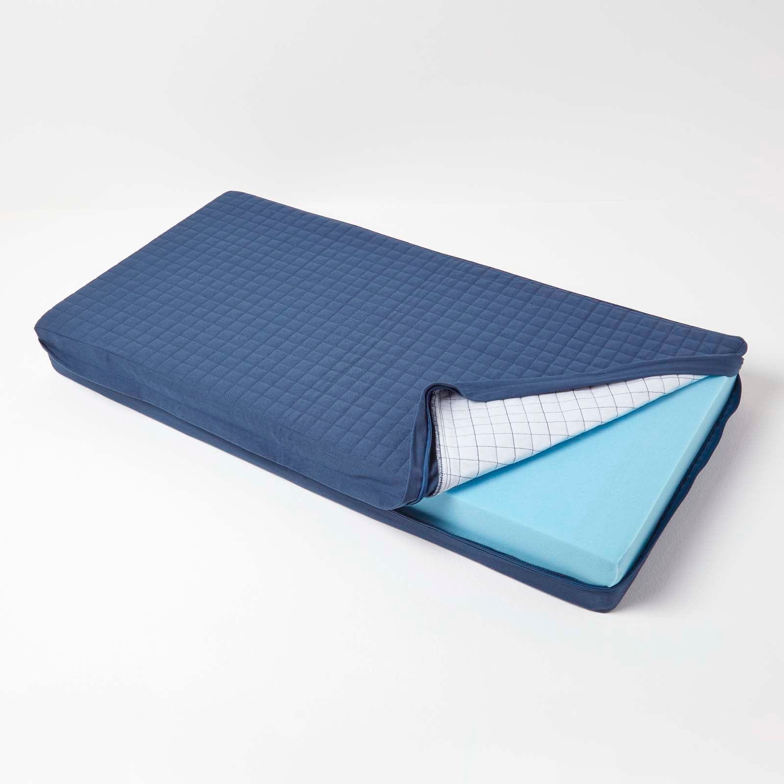 Quilted Cotton 2 Seater Orthopaedic Booster Cushion Cover | 50cm x 100cm | Navy Blue