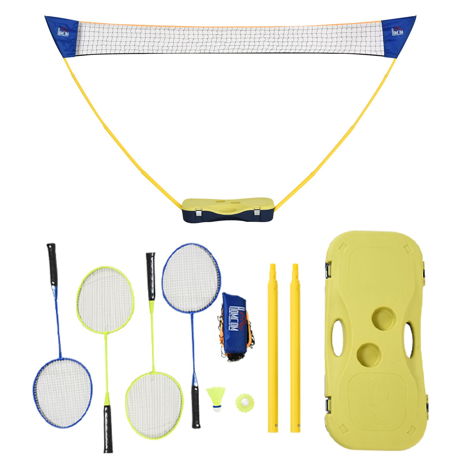 Foldable Badminton Net And Rackets Set | Yellow