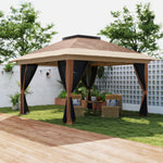 3.6x3.6m Pop Up Gazebo, Mesh Sides, Upf50+ | Brown