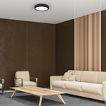 Gea Black Led Ceiling Lamp A Stylish Contemporary 39cm 36w Light With Remote Control And Low Energy Light Source
