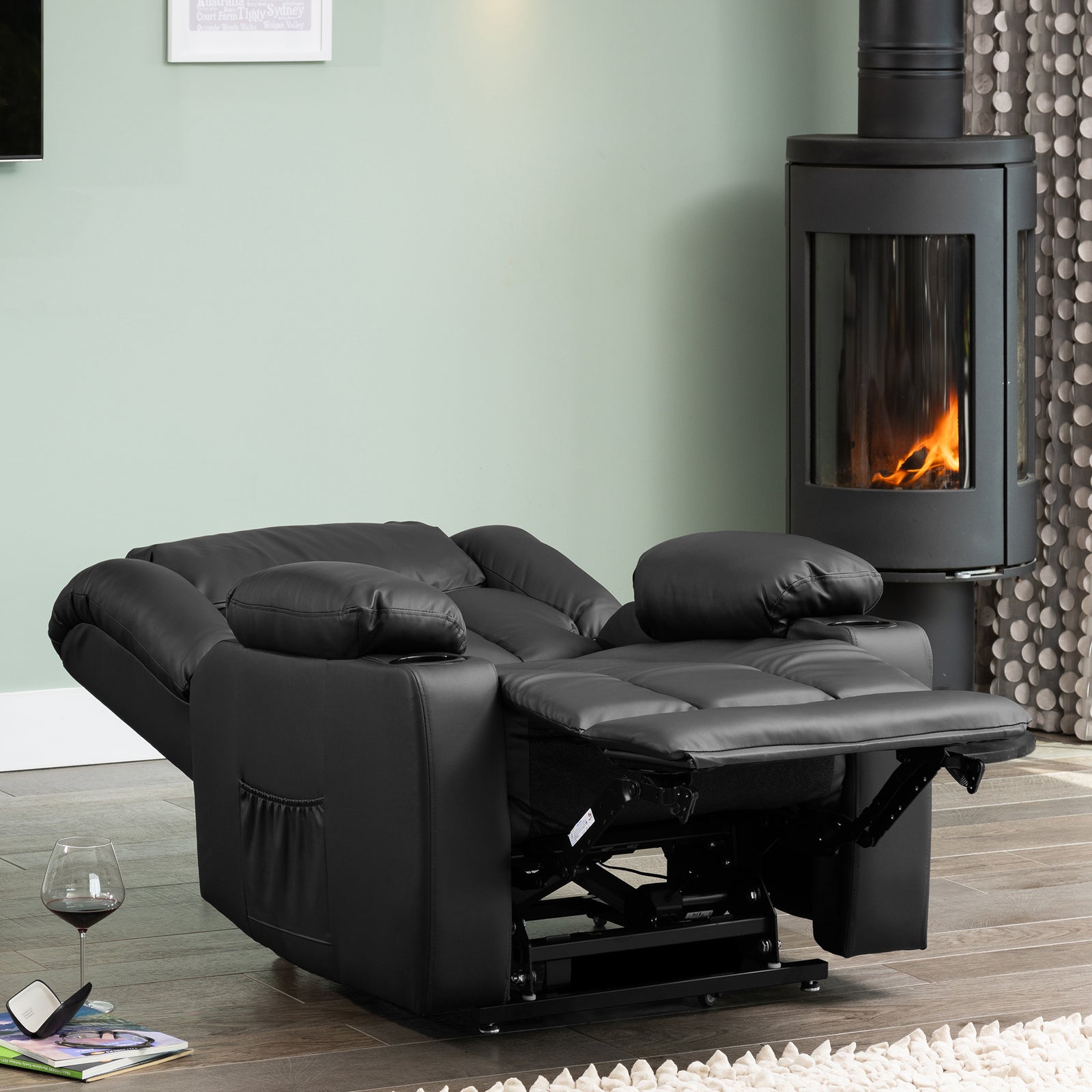 Sheridan Dual Motor Electric Riser Recliner With Massage And Heat | Black