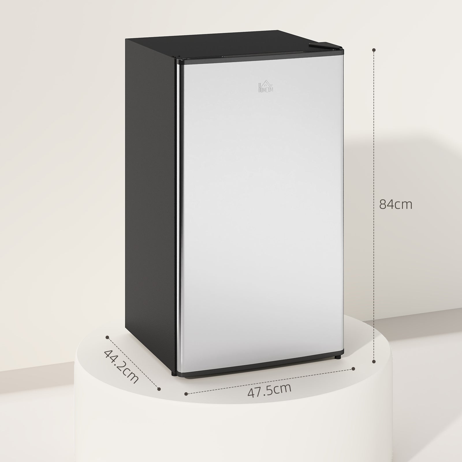 Freestanding Fridge, Silver Tone