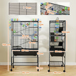 Pawhut Hamster Cage, 5 Tier Gerbil Cage On Wheels With Storage Shelf