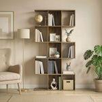 Geometric Bookshelf, 5-tier S Shaped Bookcase | Rustic Brown
