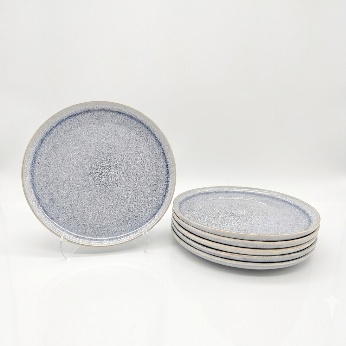 Reactive Ash Blue Glaze Dinnerware Dinner Plate Set 26.5cm | Set of 6 | Blue