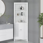 Corner Bathroom Cabinet, Double Doors Adjustable Shelves