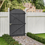 105cm W X 150/180/210cm H Wooden Garden Gate With Arched Top, Pine Wood Outdoor Fence Gate With Installation Hardware | 180cm | Grey