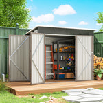 Outdoor Storage Shed, 7.5 X 4.3ft Metal Garden Shed | Light Grey