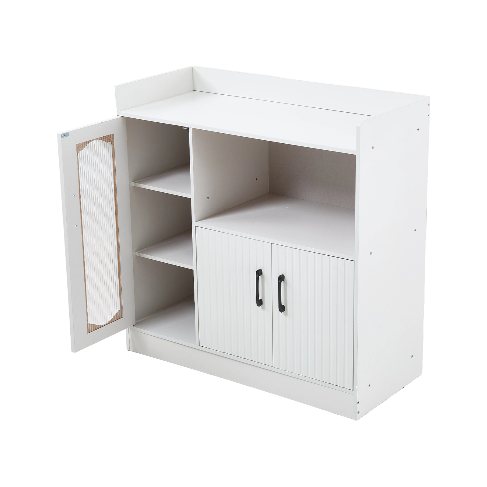 Breeins Wooden Sideboard Storage Cabinet With Microwave Counter Display