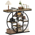 HOMCOM Industrial Console Table, Hallway Table With Storage Shelves