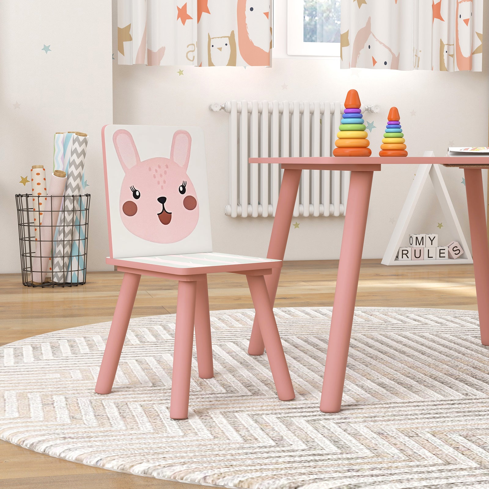 Kids Table And Chairs, Children Desk With 2 Chairs | Pink