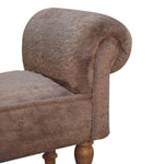 Solid Wood Mocha Faux Fur Bedroom Bench
