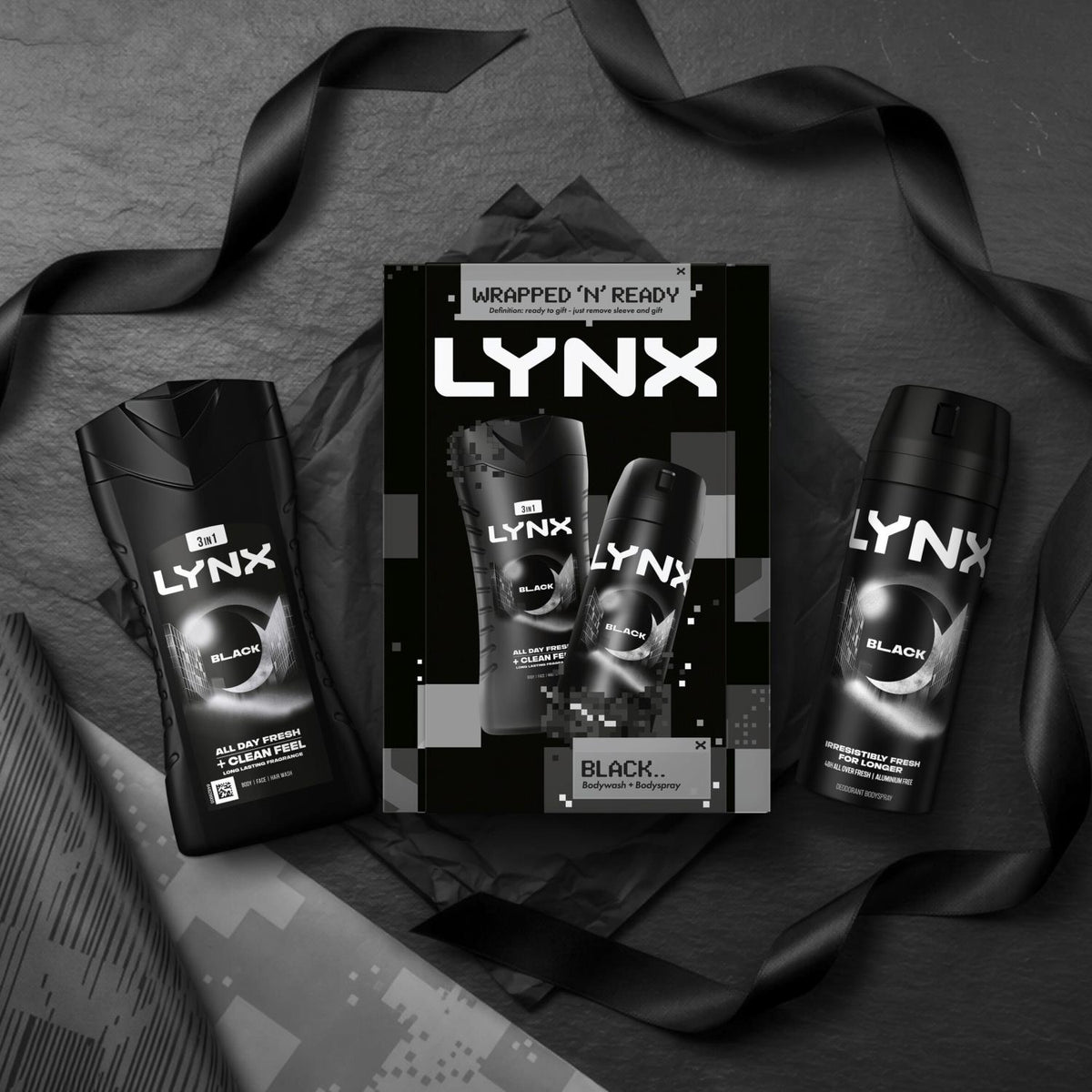 Black Duo Gift Set: Body Wash & Body Spray, 2 Piece Each | Set of 3