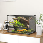 Glass Terrarium, Reptile Vivarium With Stone Background | 48l | Black