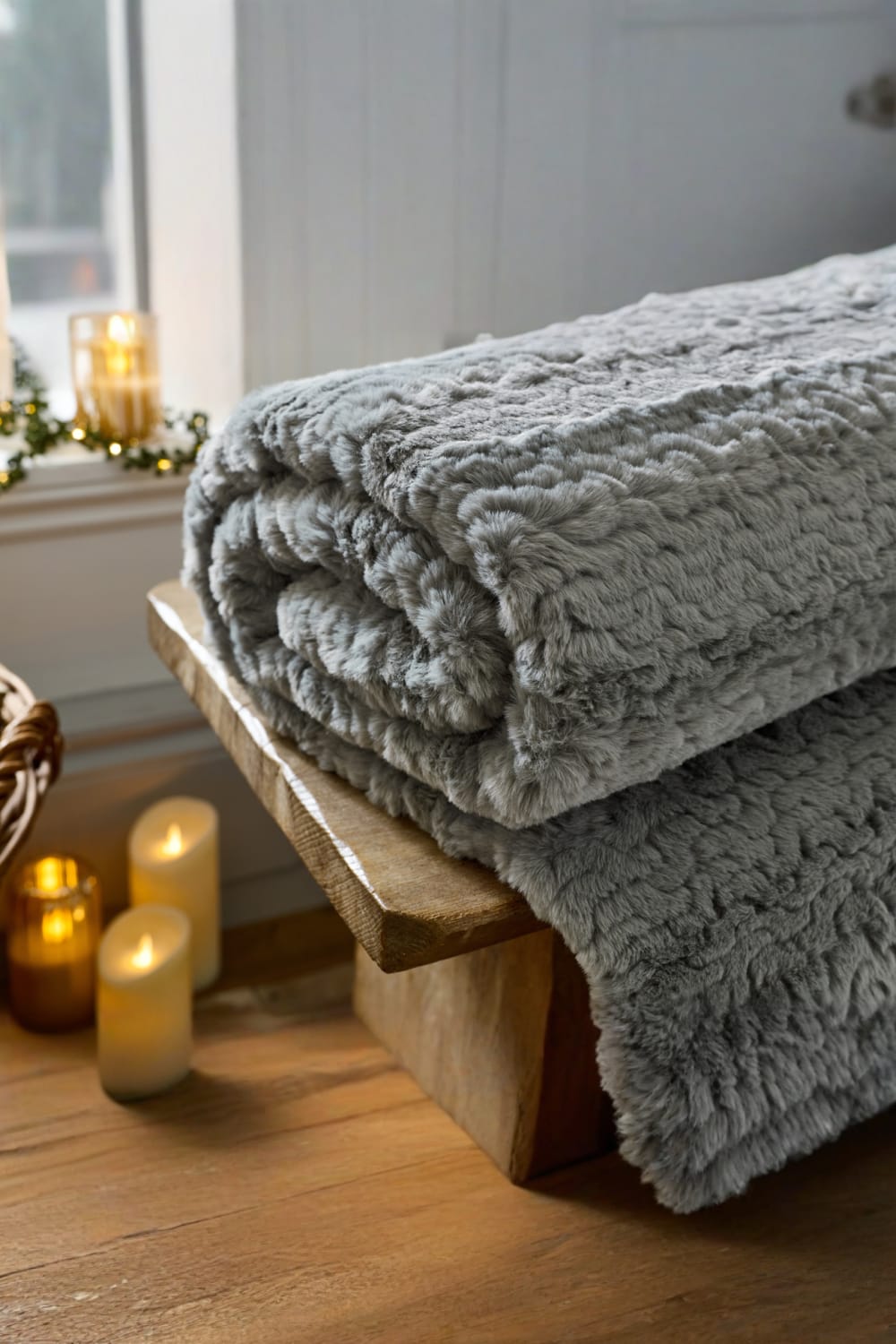 Ashridge Soft Faux Fur Throw 130x170cm – Elegant Textured Blanket | 130cm x 170cm | Grey
