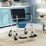 Shower Wheelchair, Commode Wheeled Chair With Padded Seat