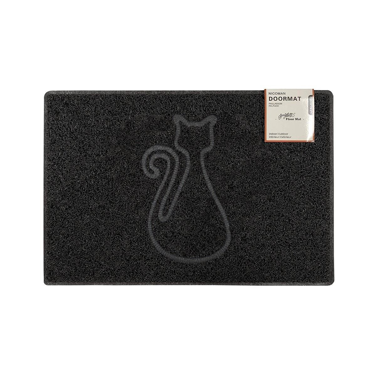 Cat Embossed Doormat In Black | Medium | Black