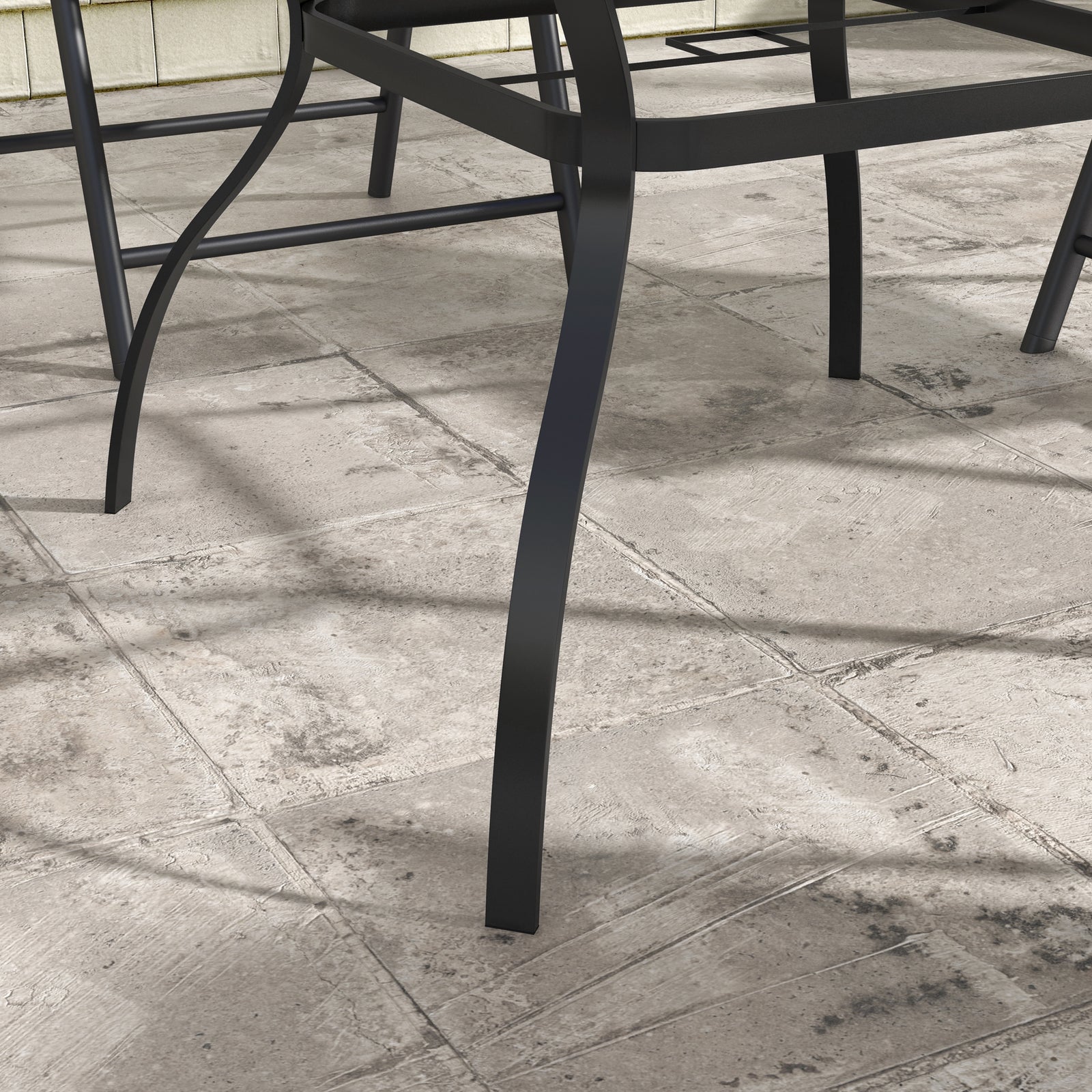 Square Garden Dining Table W/ Umbrella Hole