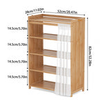 Bamboo Shoe Cabinet With Curtain 5/6-layer Entryway Shoe Rack Storage Organizer | Small