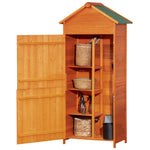 Wooden Garden Shed Outdoor Shelves Utility Tool Storage | Orange
