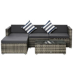 5 Pieces Rattan Sofa Set Wicker Sectional Cushion Patio | Grey