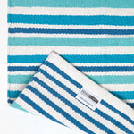 Modern Blue Scandinavian Style Striped Cotton Rug | 200cm | Aqua