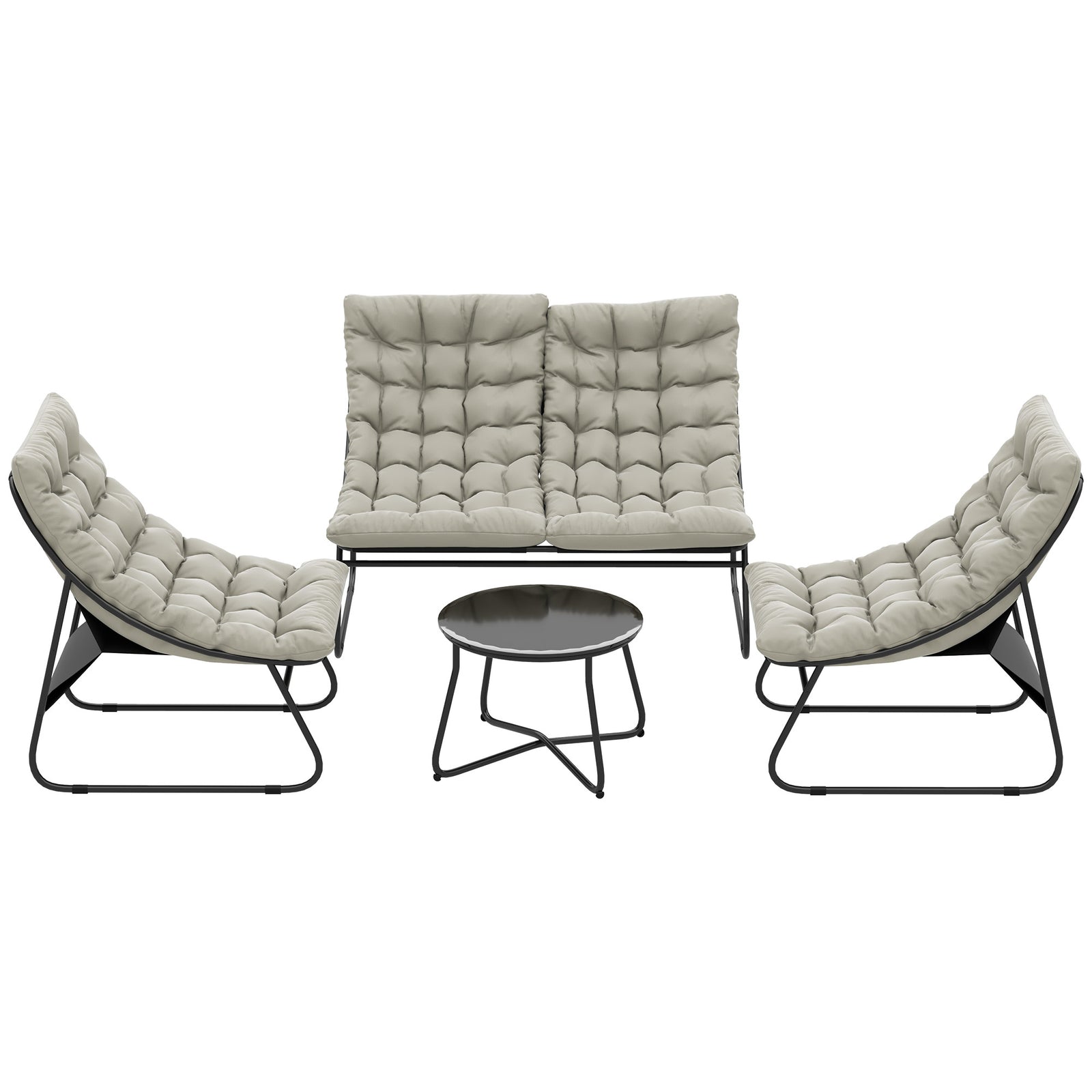 4 Pc Garden Furniture Set With Loveseat, Chairs, Table | Light Grey