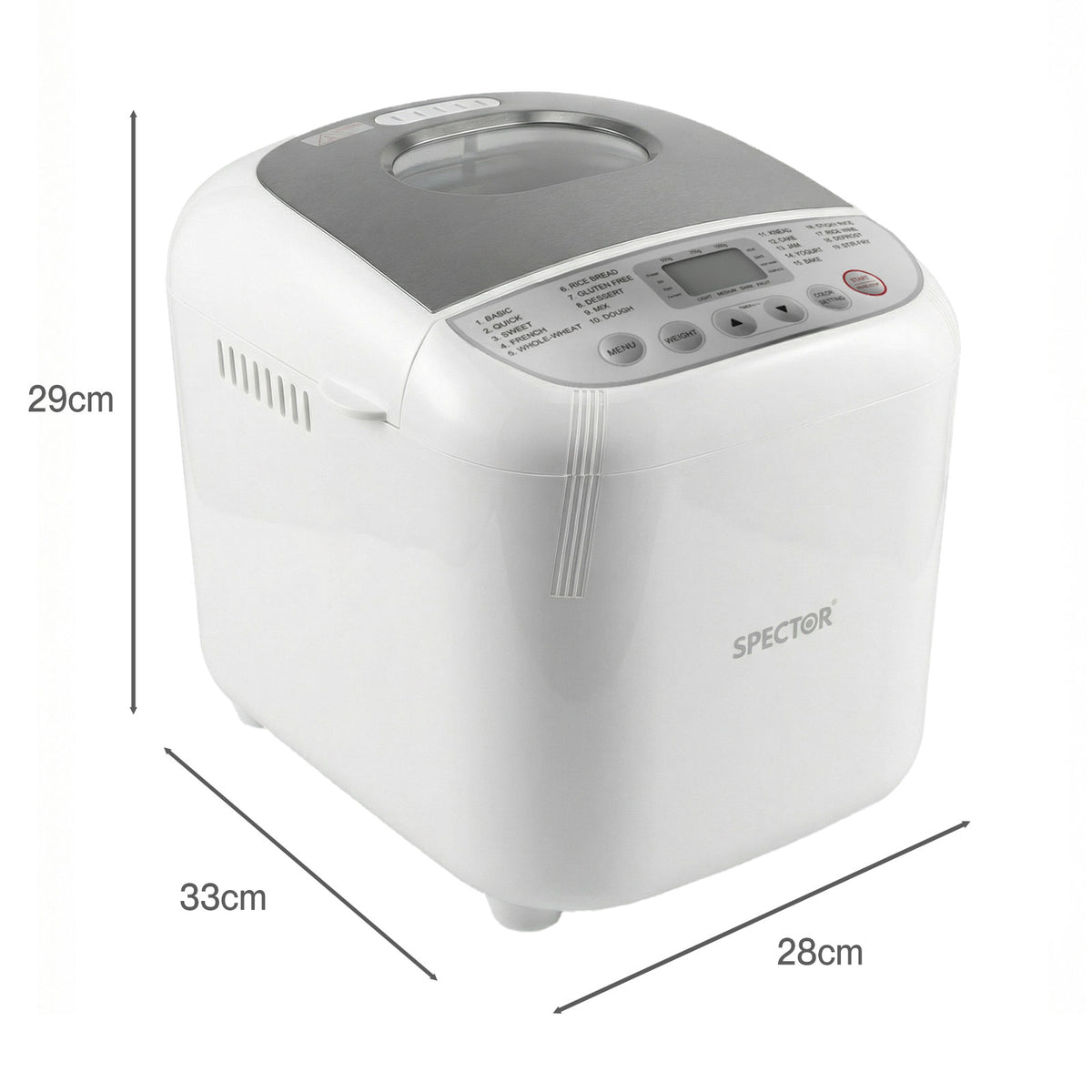 Spector Automatic Bread Maker Machine 2lb 19 In 1 600w Non Stick Stainless Steel