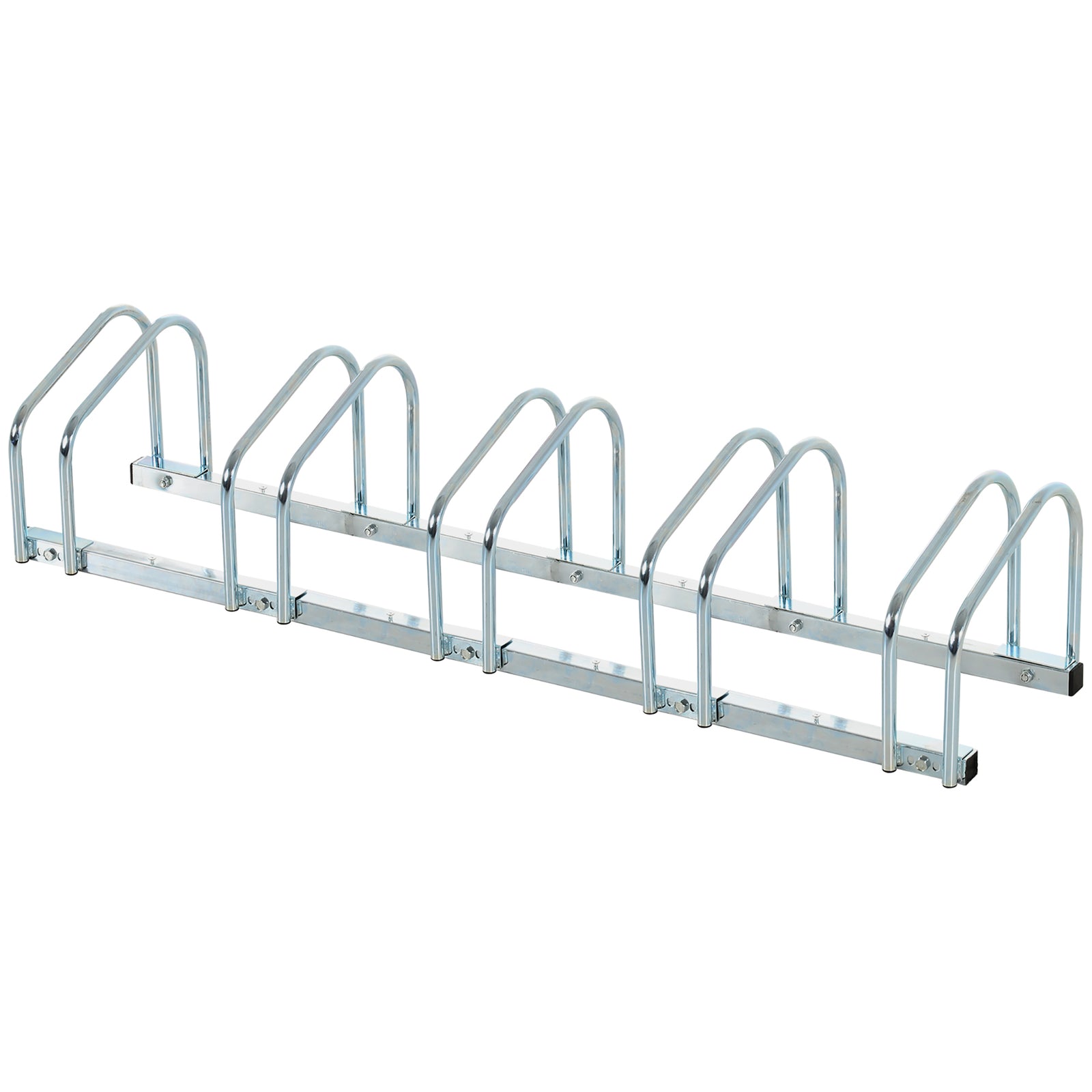HOMCOM Bike Rack Floor Stand 5 Racks Silver