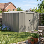 Breeins 8x8FT Apex Roof Metal Garden Storage Shed with Sliding Door