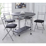Stowaway Dining Set 4 Folding Chairs Black And Silver Compact Design