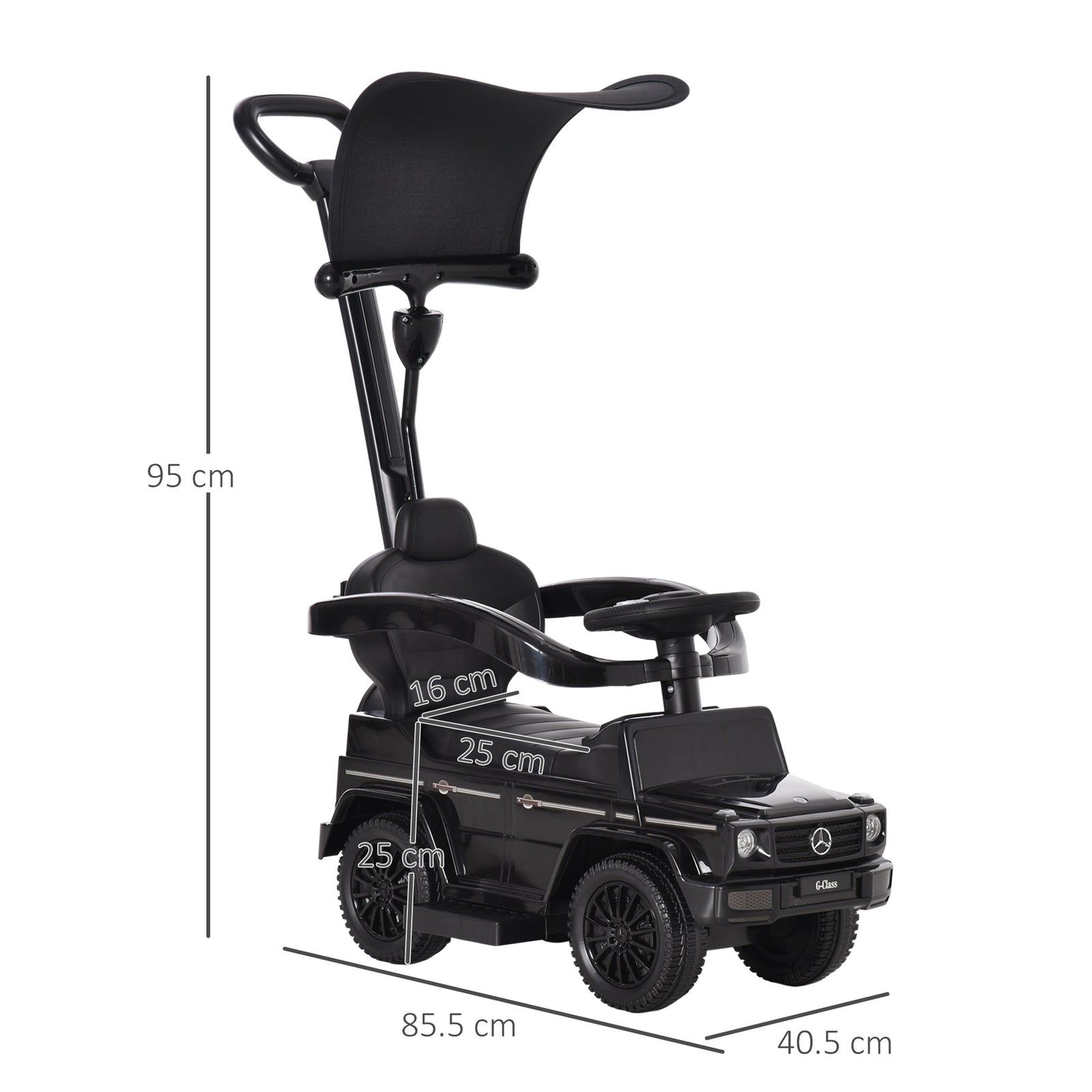 Kids Ride-on Push Car 3 In 1 Benz G350 Baby Floor Slider Walker | Black