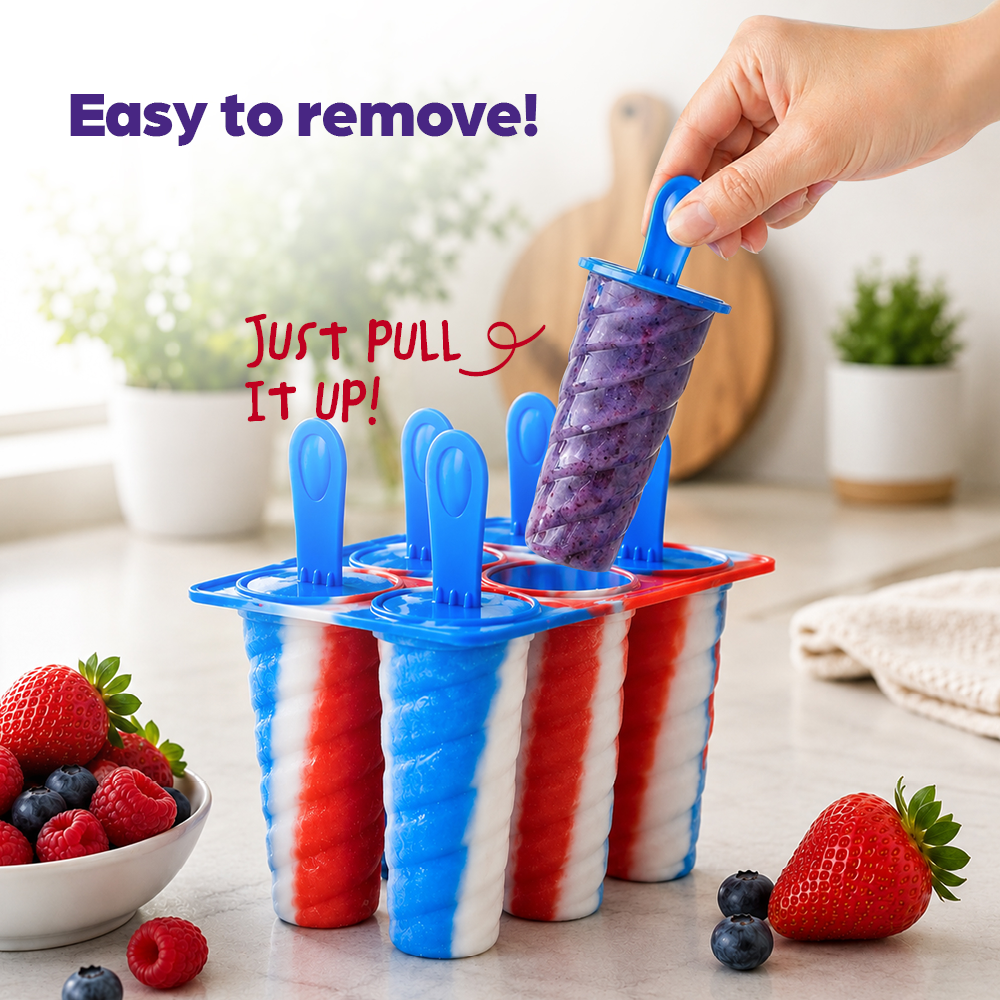 Bpa Free Spiral Ice Pop Mould With 6 Sticks Tricolour