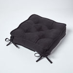 Faux Suede Dining Chair Booster Cushion | 40cm x 40cm | Black