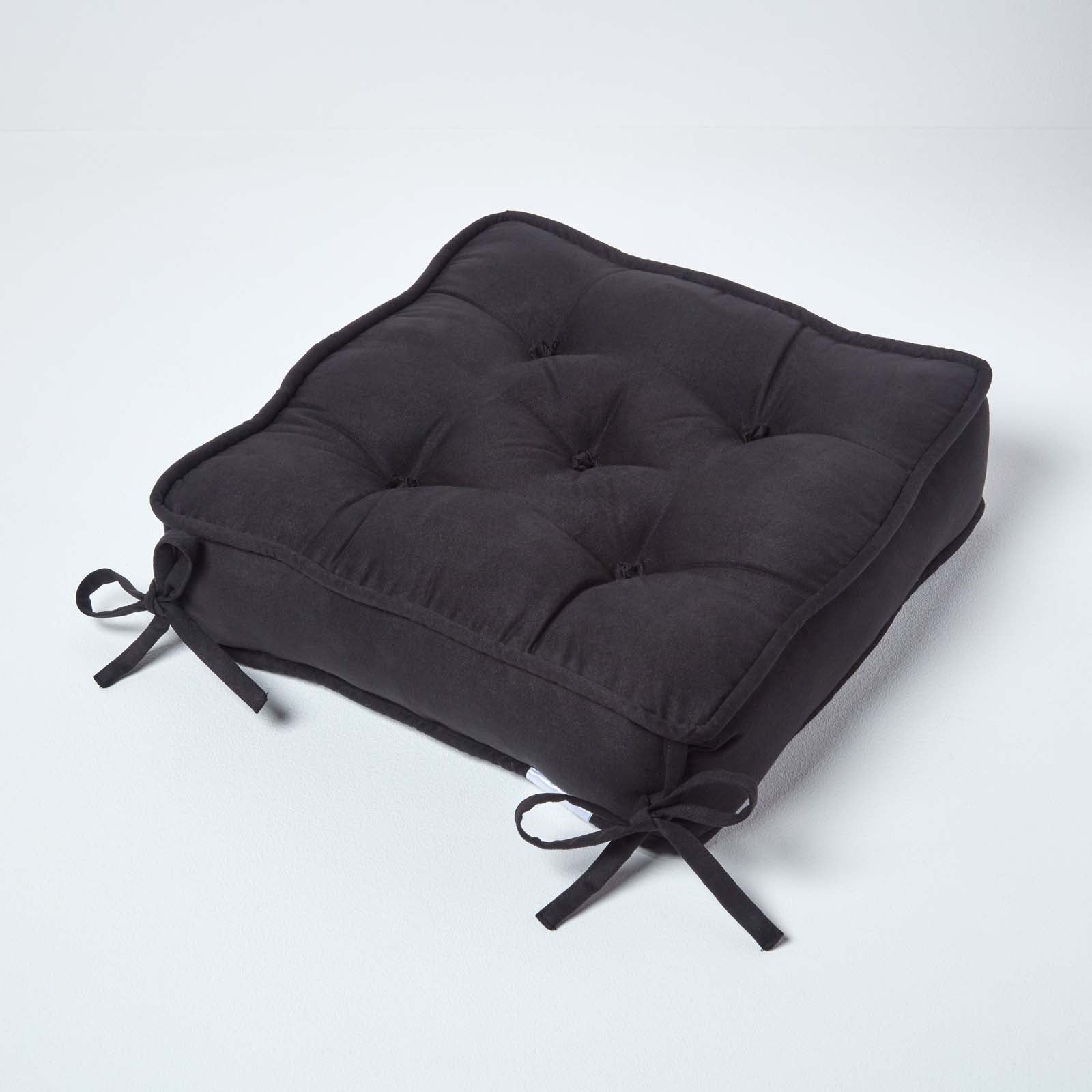 Faux Suede Dining Chair Booster Cushion | 40cm x 40cm | Black