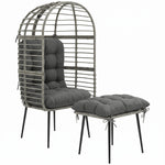 Standing Egg Chair Lounge Chair With Footstool, Cushion | Light Grey