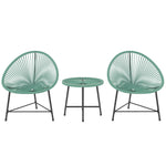 Rattan Bistro Set With Acapulco Chairs And Glass Table | Green