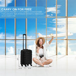 55x40x20cm Lightweight Luggage Hard Shell Cabin Suitcase 60+ Airlines Approved - Carry On Case - 4 Wheels | 55 x 40 x 20cm | Black