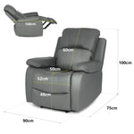 Manual Recliner Sofa 1 Seater Faux Leather | Grey