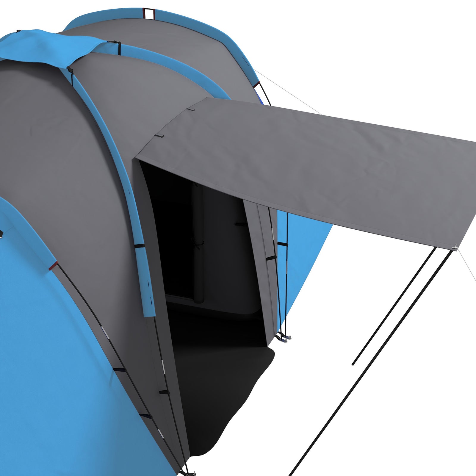 4-6 Man Large Camping Tent With 2 Bedroom And Living Area | Blue