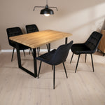Colorado Dining Table With 4 Erica Velvet Chairs | One Size | Black