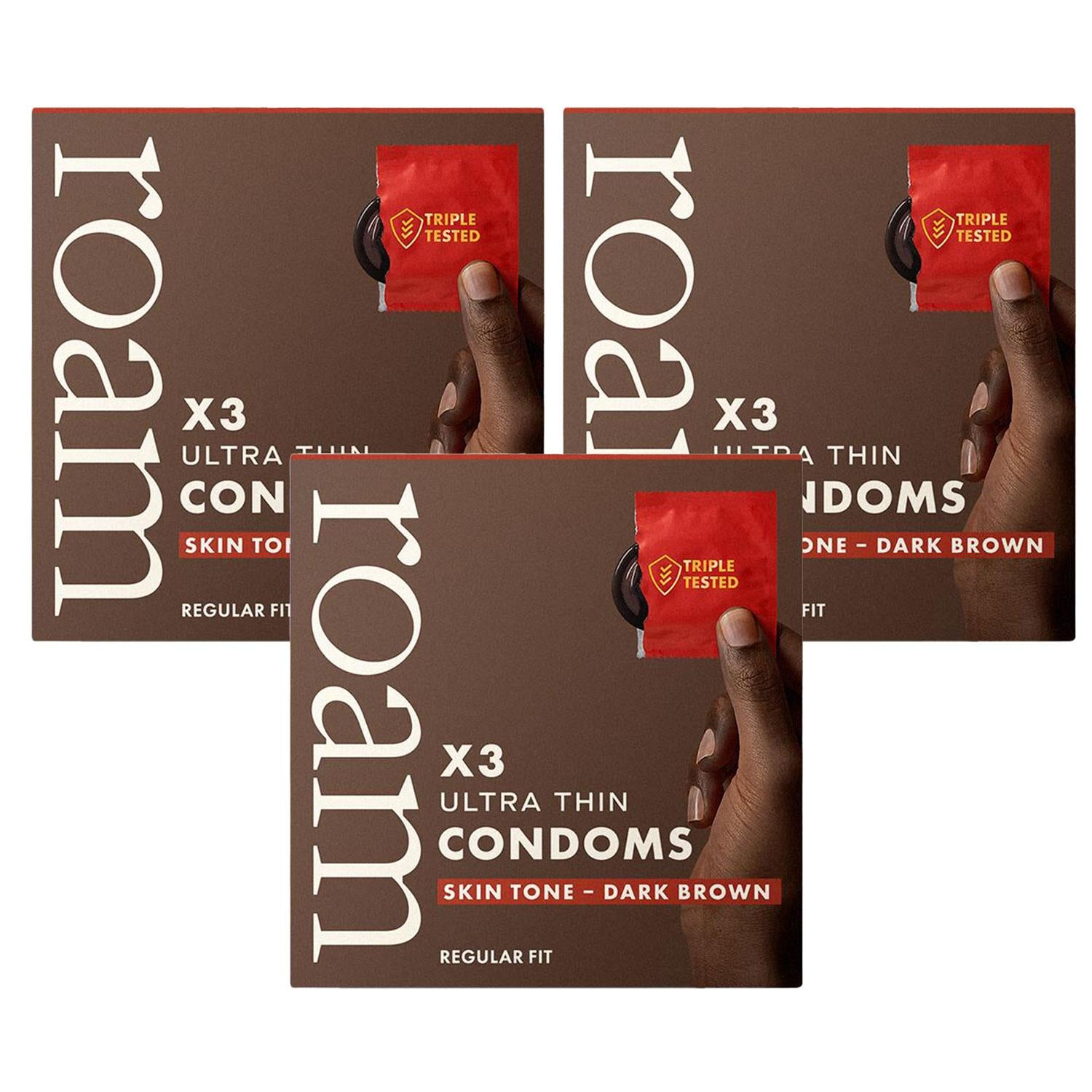 9x Dark Brown Condom For Safer Sex & Contraception,regular Fit(3x3 Pk)