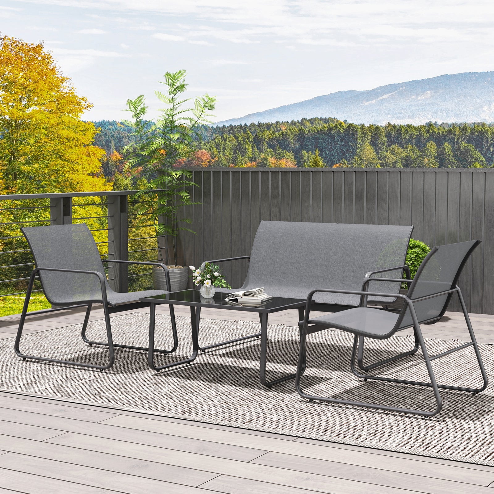 4 Piece Garden Furniture Set Patio Sofa Set Chairs And Table
