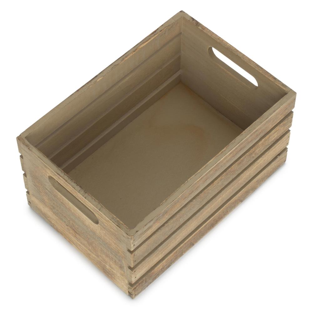 Oak Effect Wooden Open Top Storage Box | Set of 2 | Brown