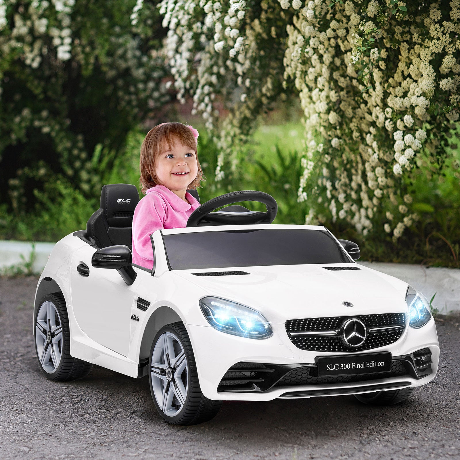 Benz 12v Kids Electric Ride On Car W/ Remote Control Music | White