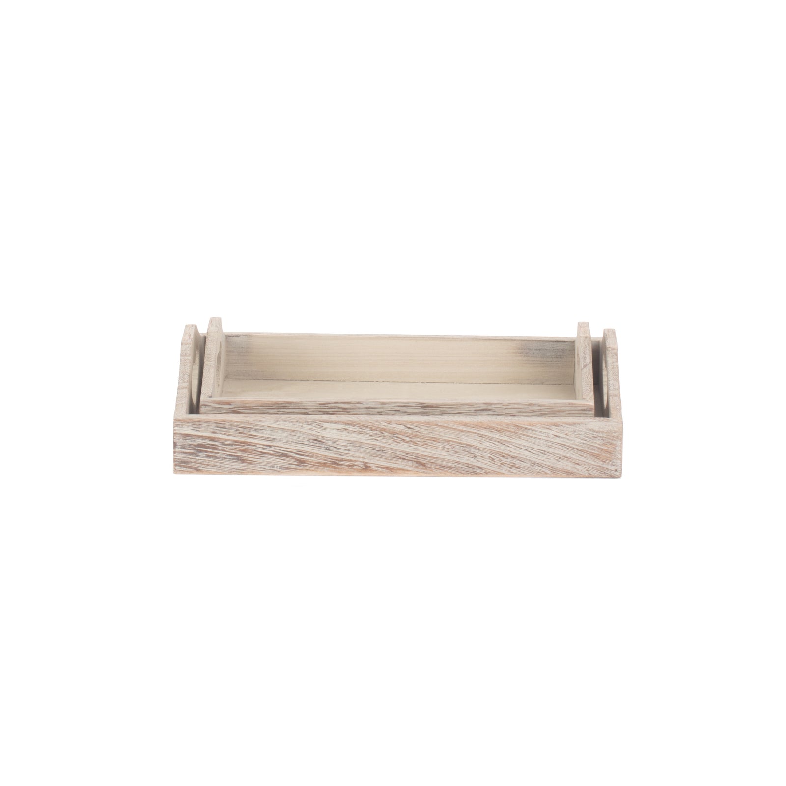 Shallow Wooden Heart Cut Out Tray | Set-of-2 | Brown