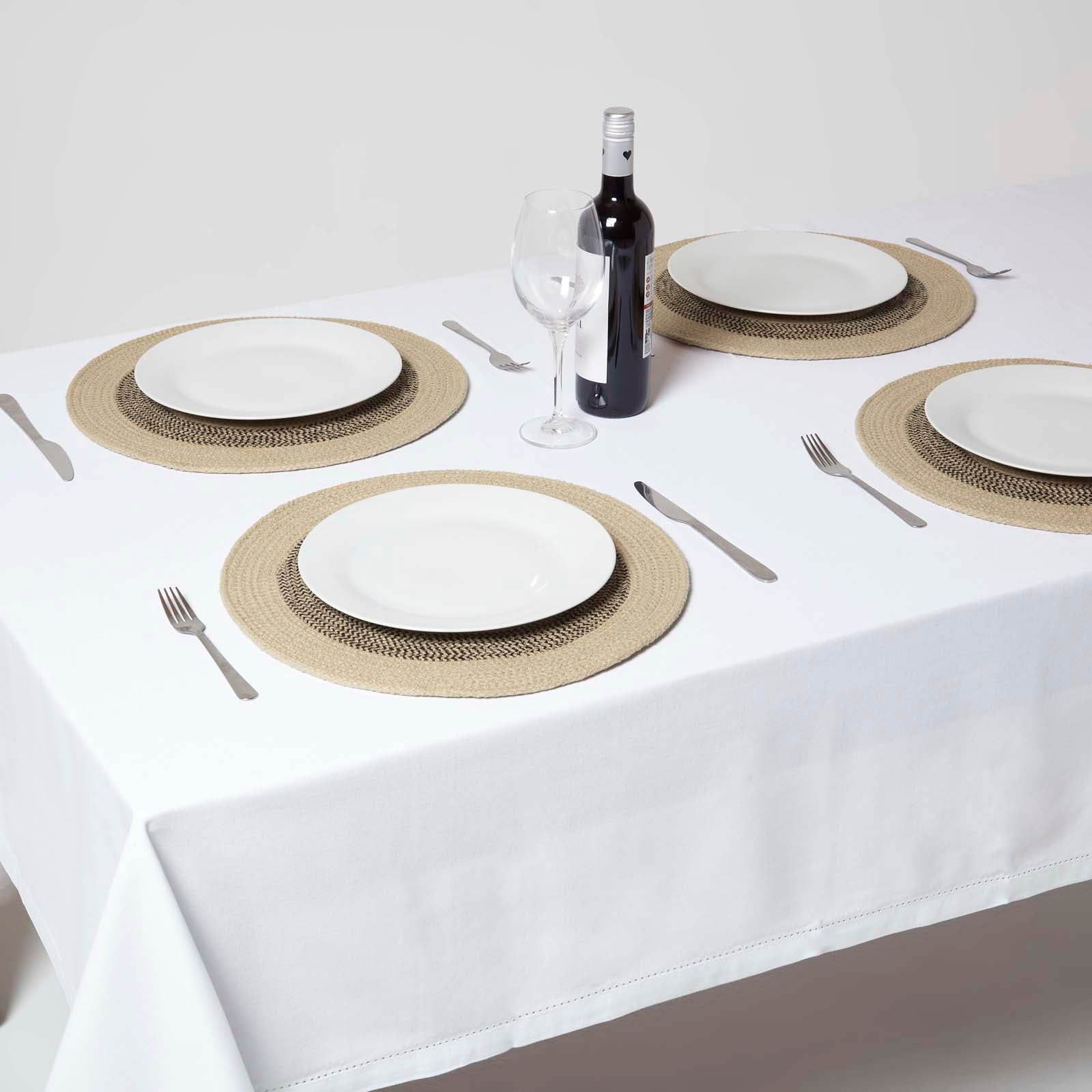 Braided 100% Cotton Round Placemats Set Of 4 | 40cm | Linen