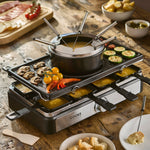 Electric 2-in-1 Raclette Grill And Fondue - 8 Person