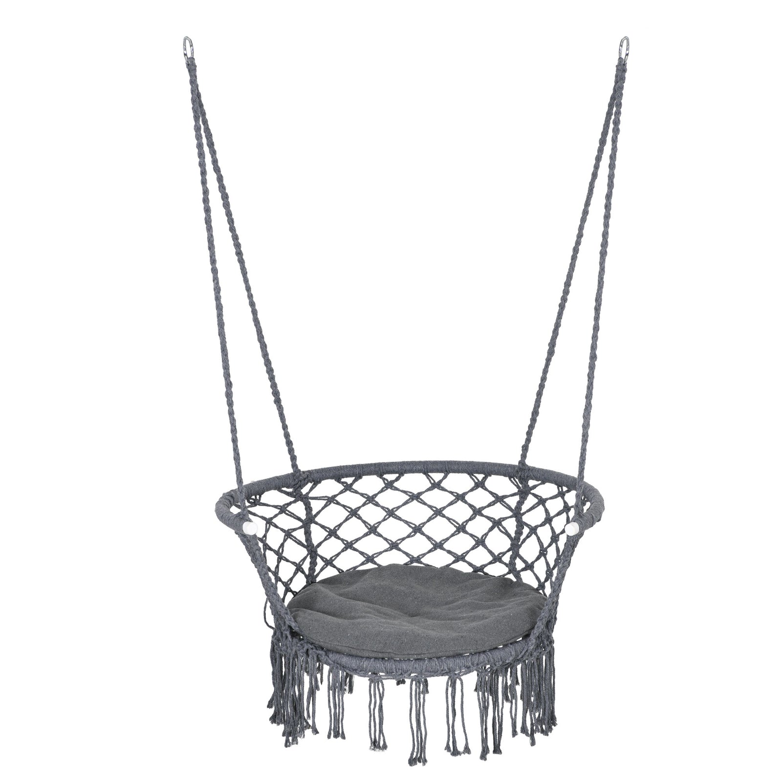 Hanging Chair With Support Backrest, Macrame