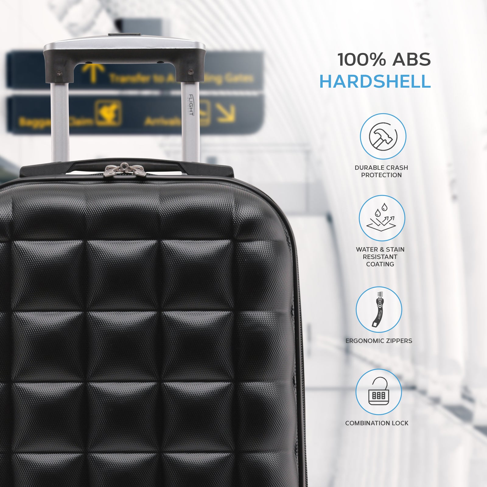 55x35x20cm Hard Case Bubble Carry On Suitcase - 100+ Airline Approved | Cabin | Black